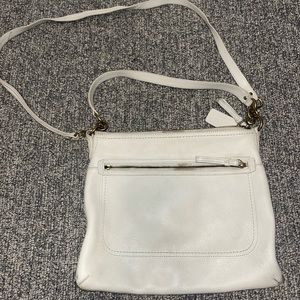 COACH Poppy Perri Pebbled Leather Convertible Crossbody Bag White